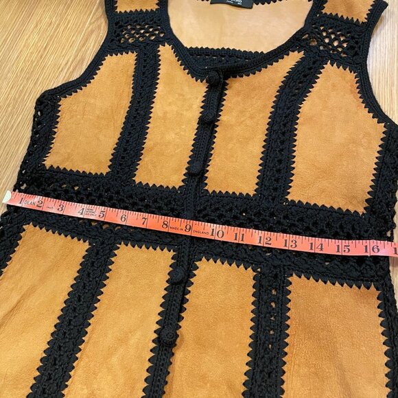 Vintage Prêt-à-Porté Paris Genuine Suede Wool Knit Vest - M - Picture 9 of 10